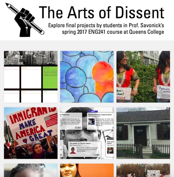 Final Projects from Students in “The Arts of Dissent” at Queens College